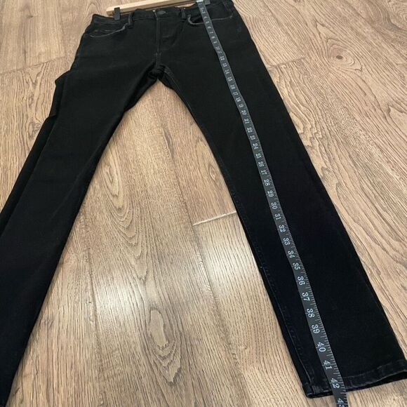 All Saints Black Distressed Gothic Grunge High Rise Button Fly Cigarette Jeans S - Picture 7 of 11